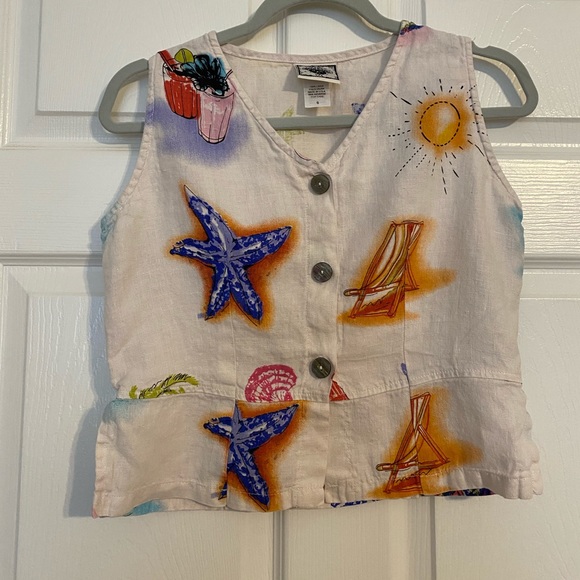 Beach Design Peplum Vest in Size Small - Picture 2 of 6